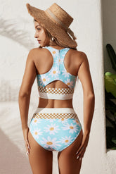 Daisy-Print-Bandage-Sports-High-Waist-Two-Piece-Swimsuit_2